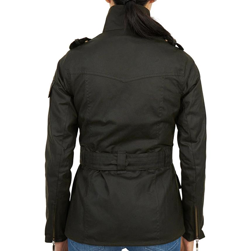 Purchase (W) BARBOUR 黑色固体蜡质长袖翻领外套 LWX0003OL92