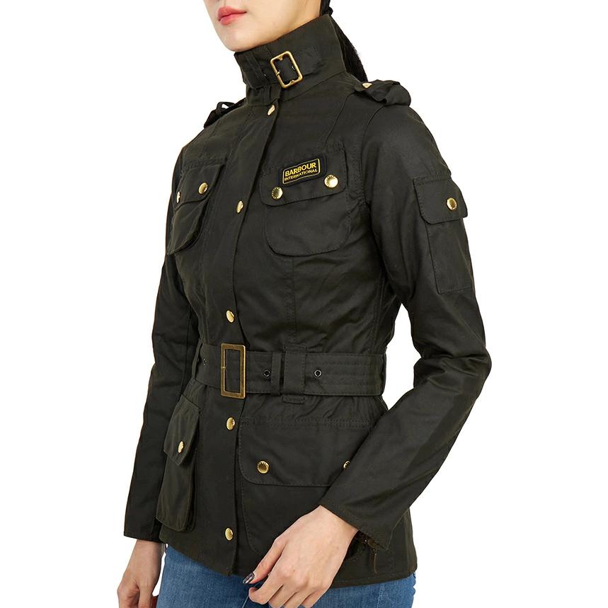 Cheap (W) BARBOUR 黑色固体蜡质长袖翻领外套 LWX0003OL92