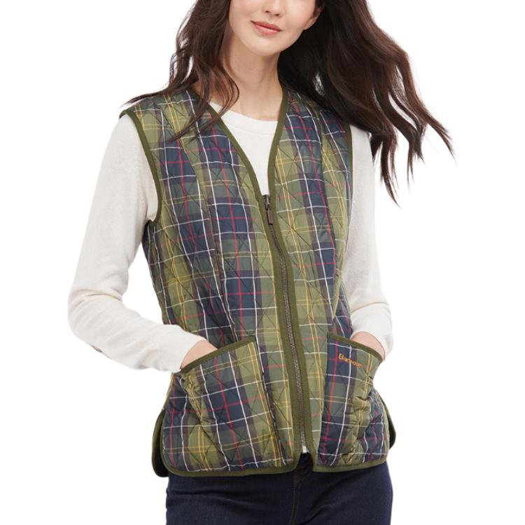 Shop (W) 巴伯尔修身格纹V领拉链无袖马甲多色 LLI0004TN11