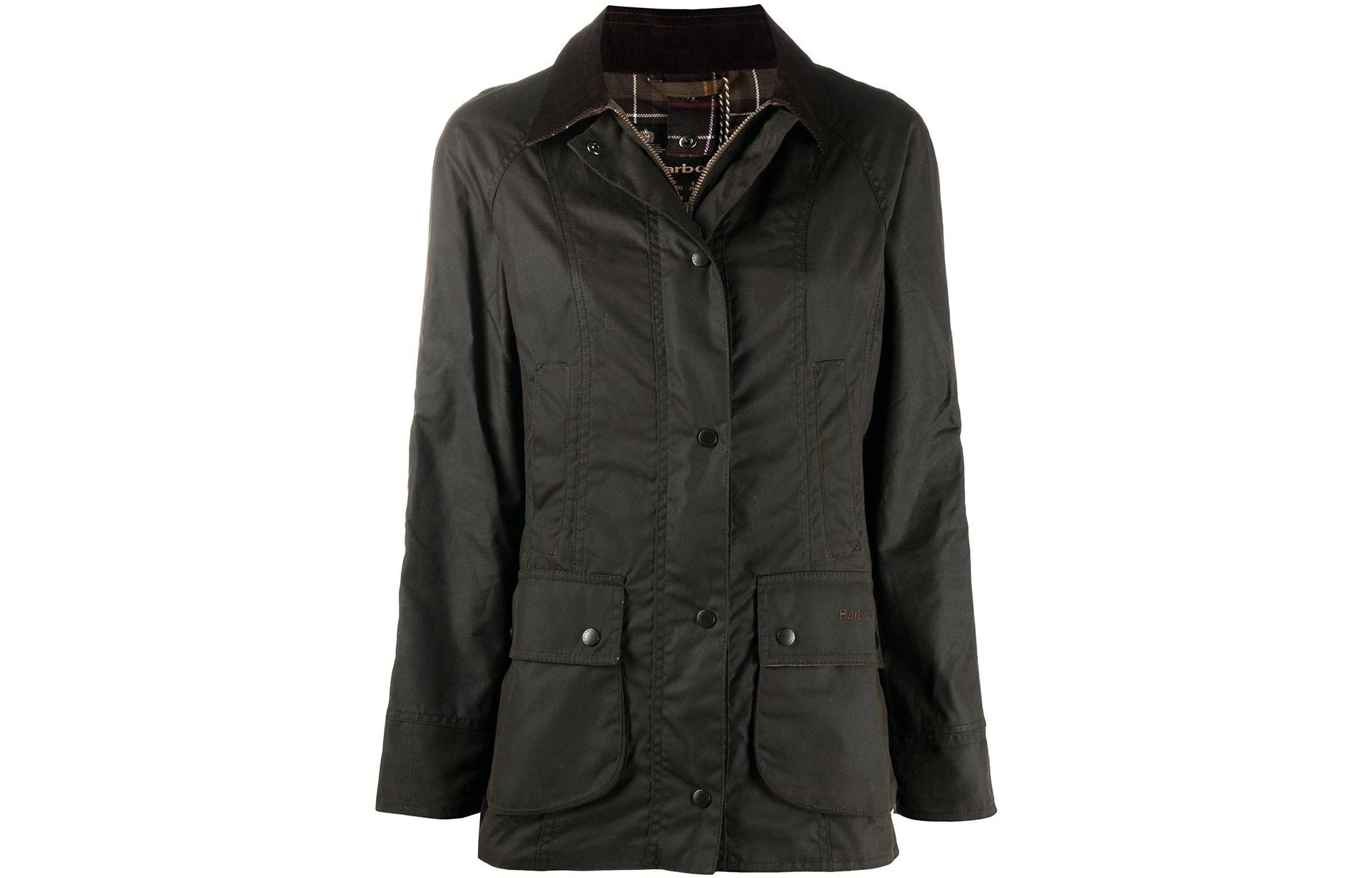 (Women) BARBOUR Beadnell Olive Green Waxed Jacket Women’s Long Sleeve Classic Style LWX0668OL71