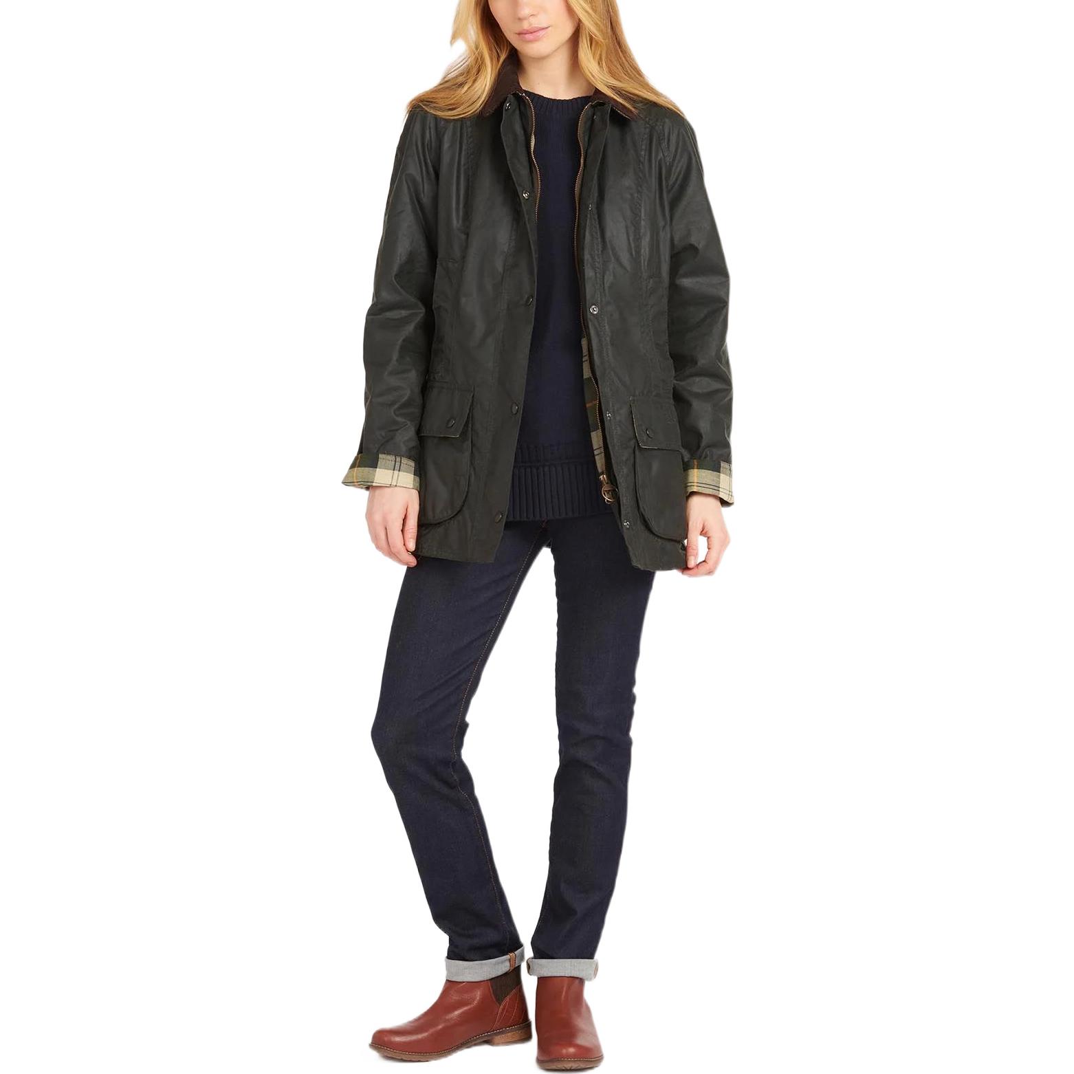 Shop (W) BARBOUR 비드넬 세이지 그린 왁스 재킷 긴팔 아우터웨어. LWX0667SG91