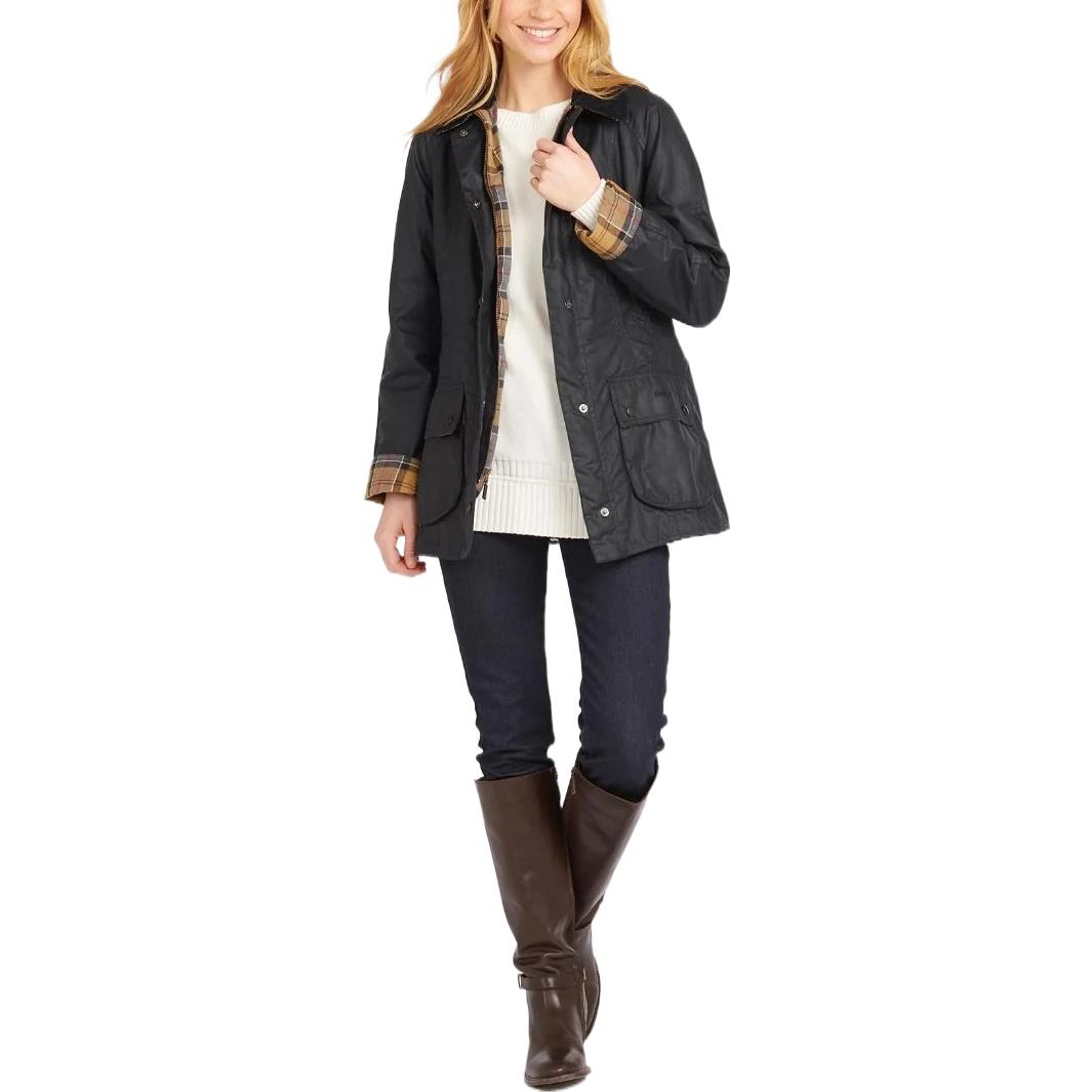 Lookbook (W) BARBOUR Beadnell Waxed Jacket Biru Navy Lengan Panjang LWX0667NY91