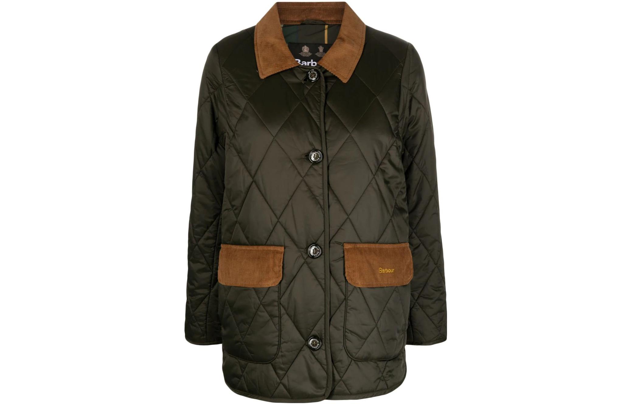 (Women) BARBOUR Bragar Quilted Patchwork Long Sleeve Cotton Jacket  Army Green. LQU1497SG71