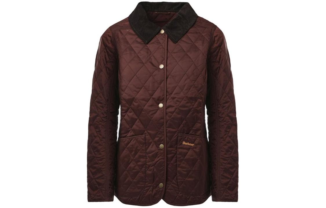 (Women) Barbour Brown Solid Single-Breasted Collared Jacket. LQU0475RE76