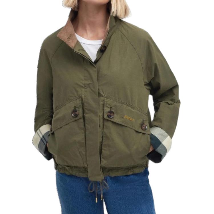 Shop (W) BARBOUR Crowdon Jaket Anti Air Hijau Lengan Panjang Outerwear LSP0152GN31