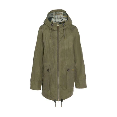 (Women) BARBOUR Keldy Showerproof Parka Jacket Green Long Zip Hoodie Coat LSP0151GN31