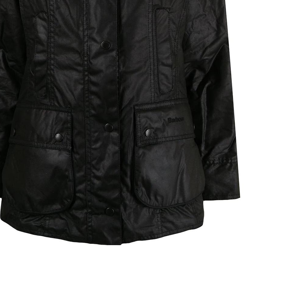 Sizing (W) BARBOUR SS23 Jaket Hitam Waxed Cotton Single-Breasted. LWX0667BK11