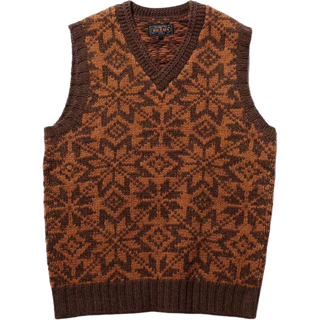 Beams FUTURE ARCHIVE FW24 Snowflake Pattern Casual Vest - Simple Style 38-05-0047-156