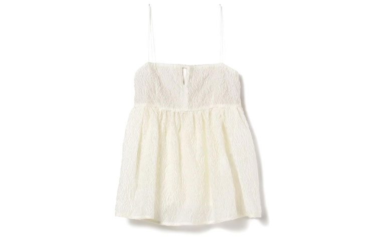 (Women) Beams Gray-White Lace Trim Pleated Hem Tank Top 6101016811105