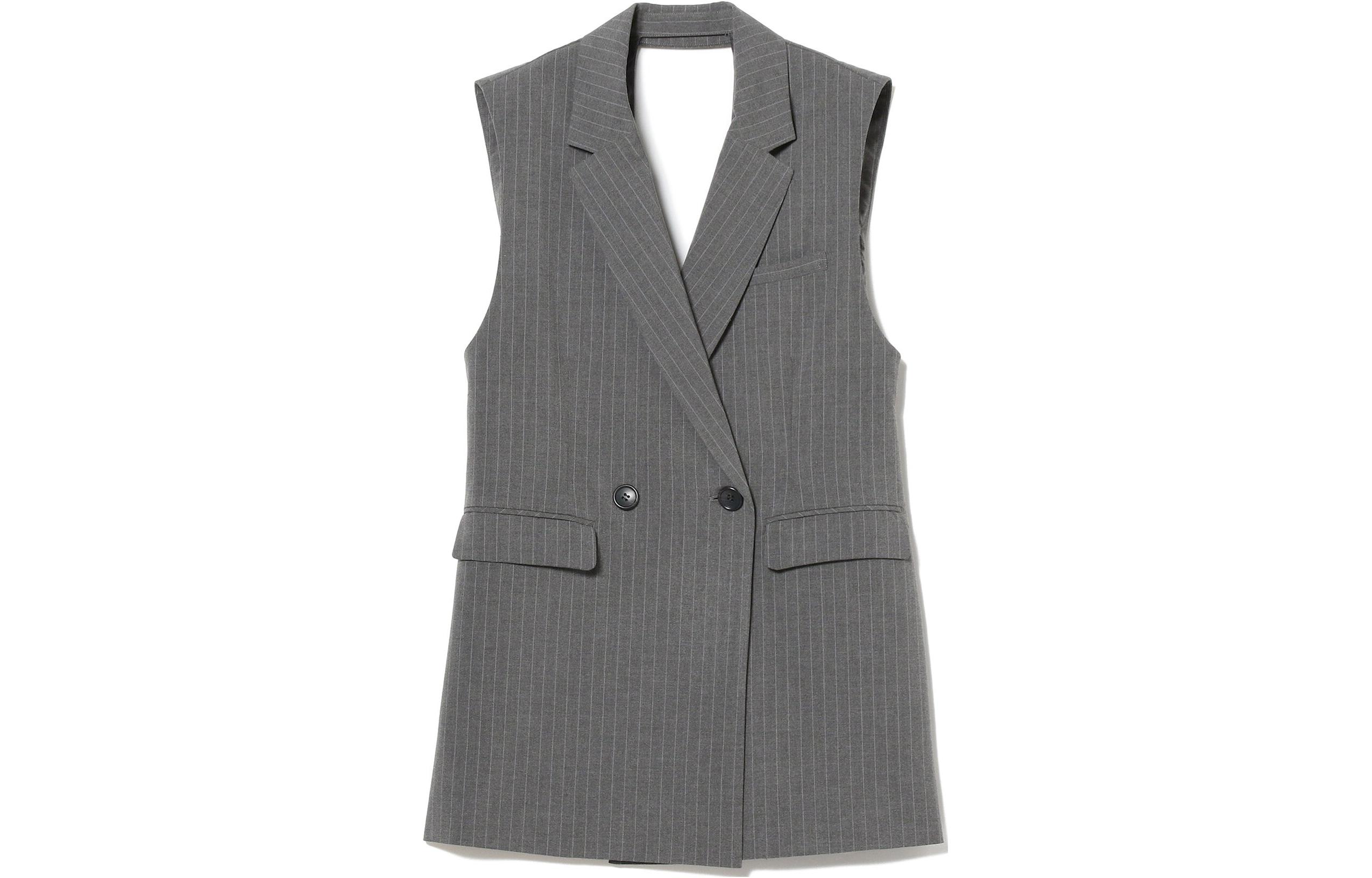 (Women) Beams Striped Double-Breasted Lapel Vest 61-06-0211-111