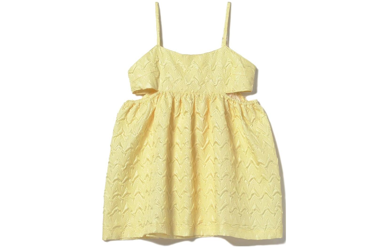 (Women) Beams Yellow Casual Loose Sleeveless Tank Top 6101005512050