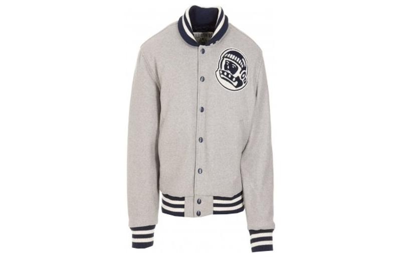 Billionaire Boys Club FW22 Patterned Patch Baseball Jacket Gray - Back to School. B22201GREY