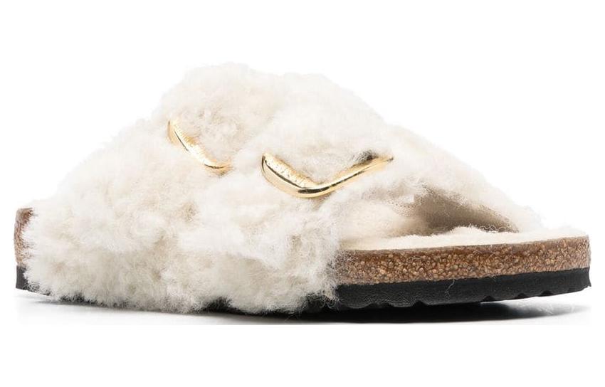 (W) Birkenstock 'Shearling CMFT Warmth Thick Sole Fashion Sandal Beige' 圖 2