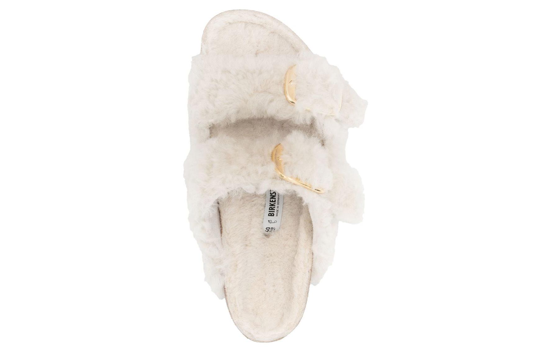 (W) Birkenstock 'Shearling CMFT Warmth Thick Sole Fashion Sandal Beige' 圖 4