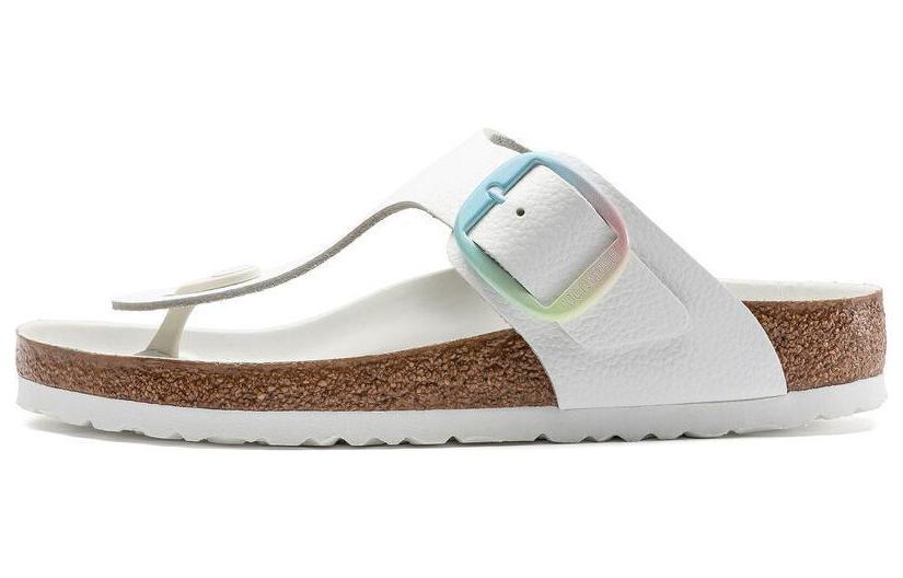 (Women) Birkenstock 'White Comfort Leather Thong Sandals' 1021055
