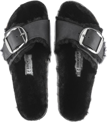 (W) ビルケン Madrid ビッグバックル ファーサンダル (黒/細幅) 1020136 Shop (W) ビルケン Madrid ビッグバックル ファーサンダル (黒/細幅) 1020136