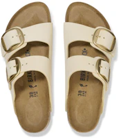 Shop Birkenstock 皮革 舒適圓頭 百搭厚底 搭扣 一字拖鞋 女款 米黃色 常規版