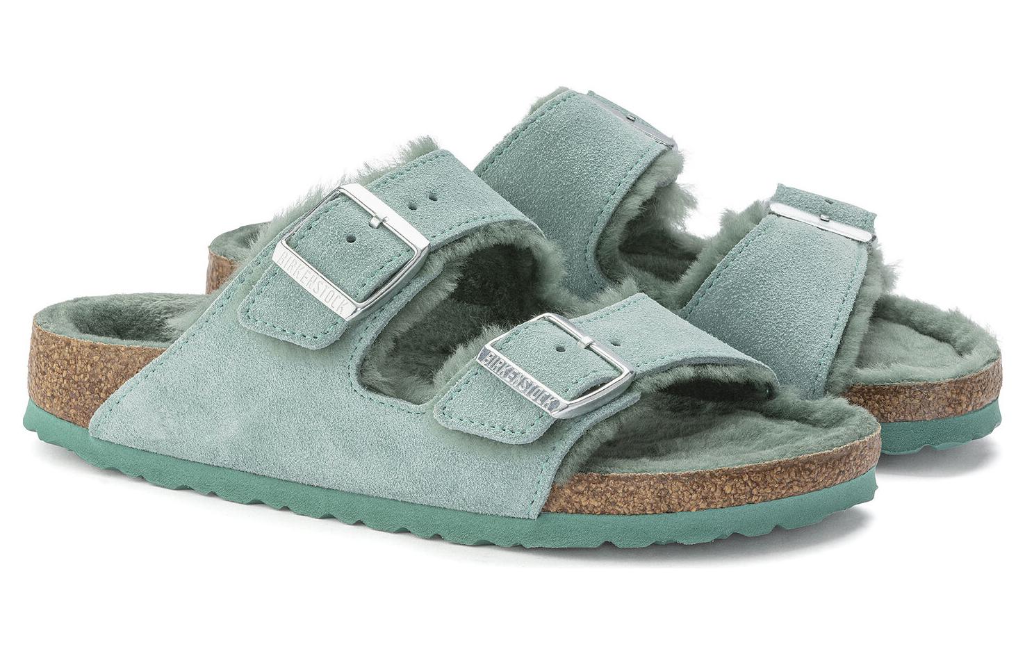 (W) Birkenstock Arizona 'Light Green Plush' 圖 3