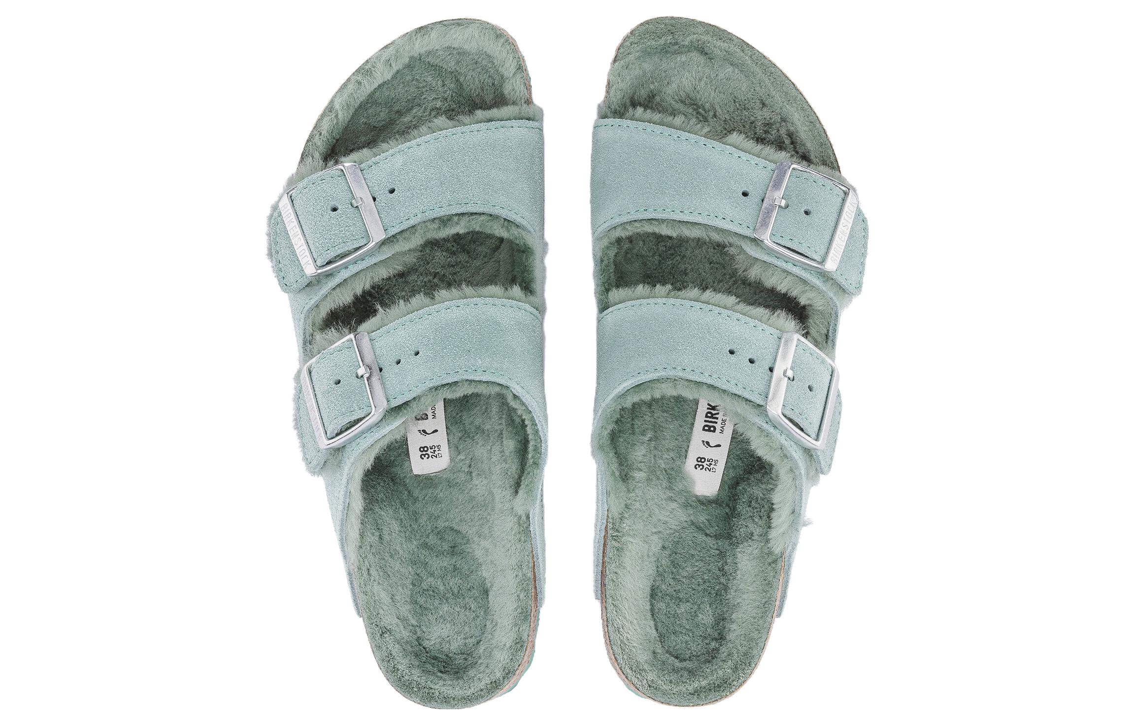 (W) Birkenstock Arizona 'Light Green Plush' 圖 4