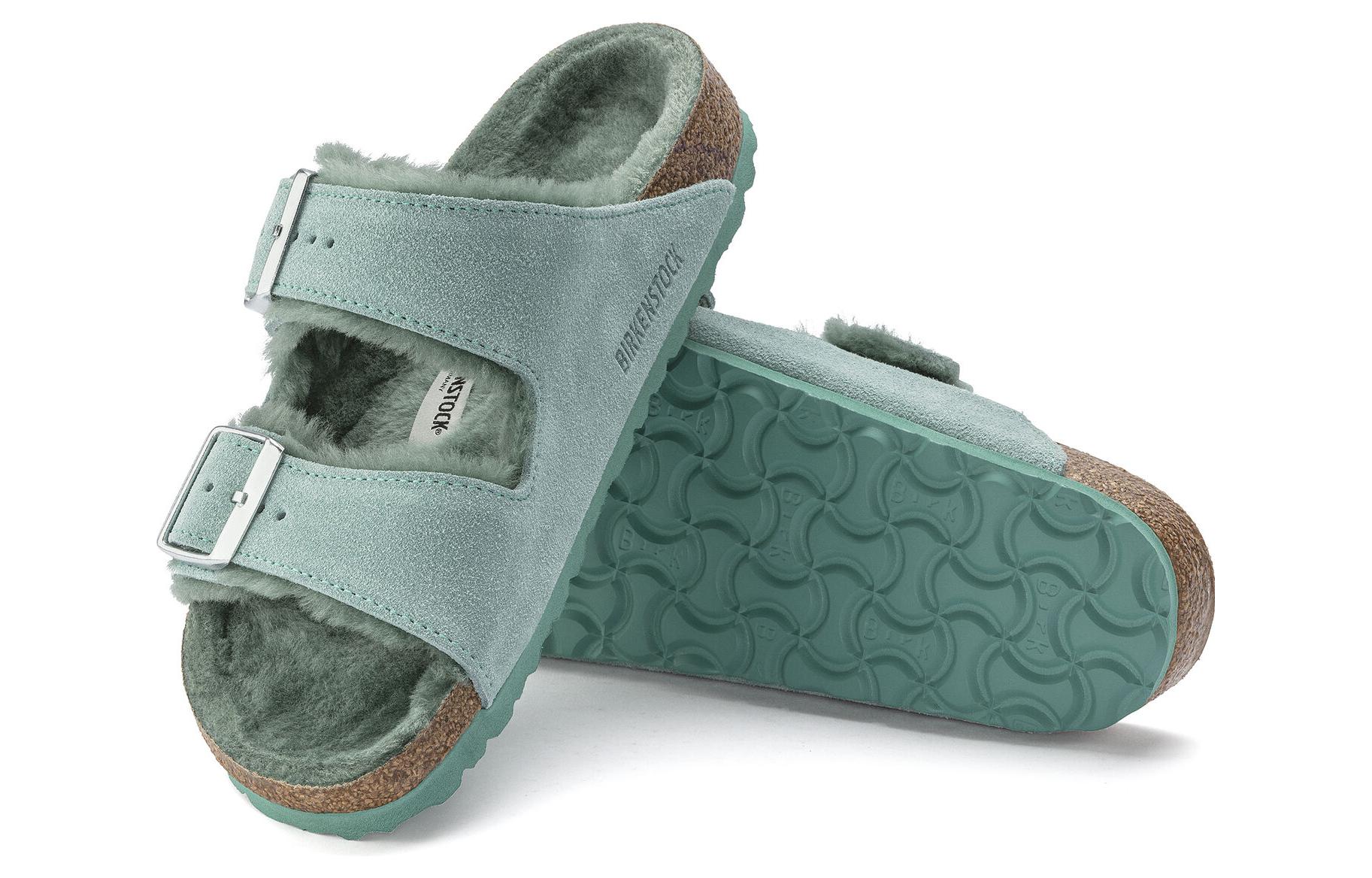 (W) Birkenstock Arizona 'Light Green Plush' 圖 5