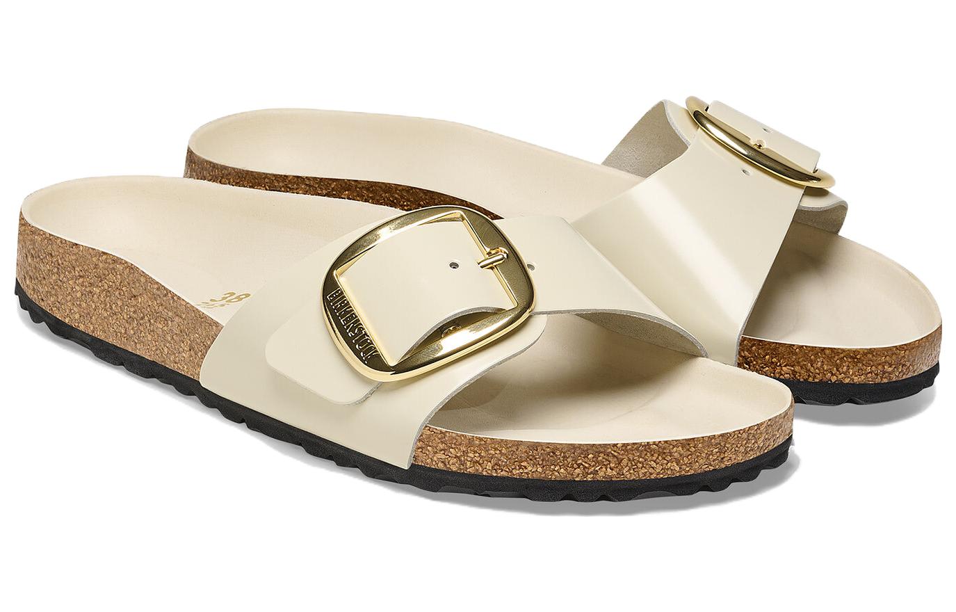 Lookbook (W) Birkenstock Arizona 'Narrow Fit Cream Leather' Kulit Krim Sempit 1025298