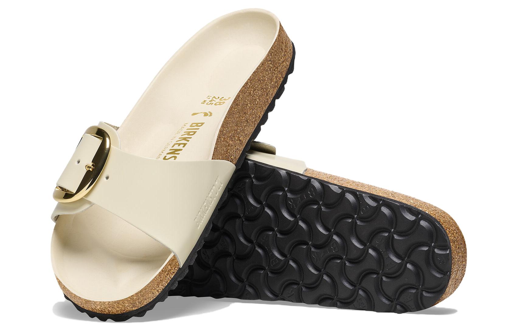 Purchase (W) Birkenstock Arizona 'Narrow Fit Cream Leather' Kulit Krim Sempit 1025298