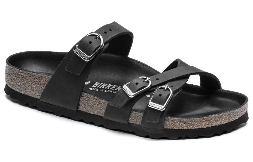 (W) Birkenstock Arizona 'Narrow Fit Metallic Triple Buckle Black' 圖 2