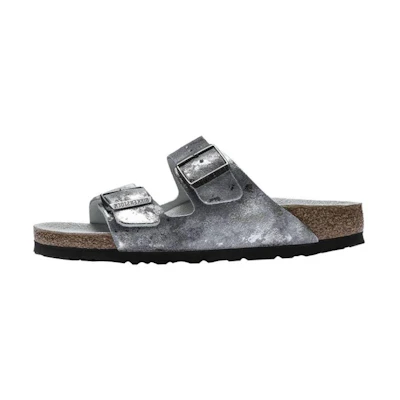 (W) Birkenstock Arizona 'Silver Velvet Leather'