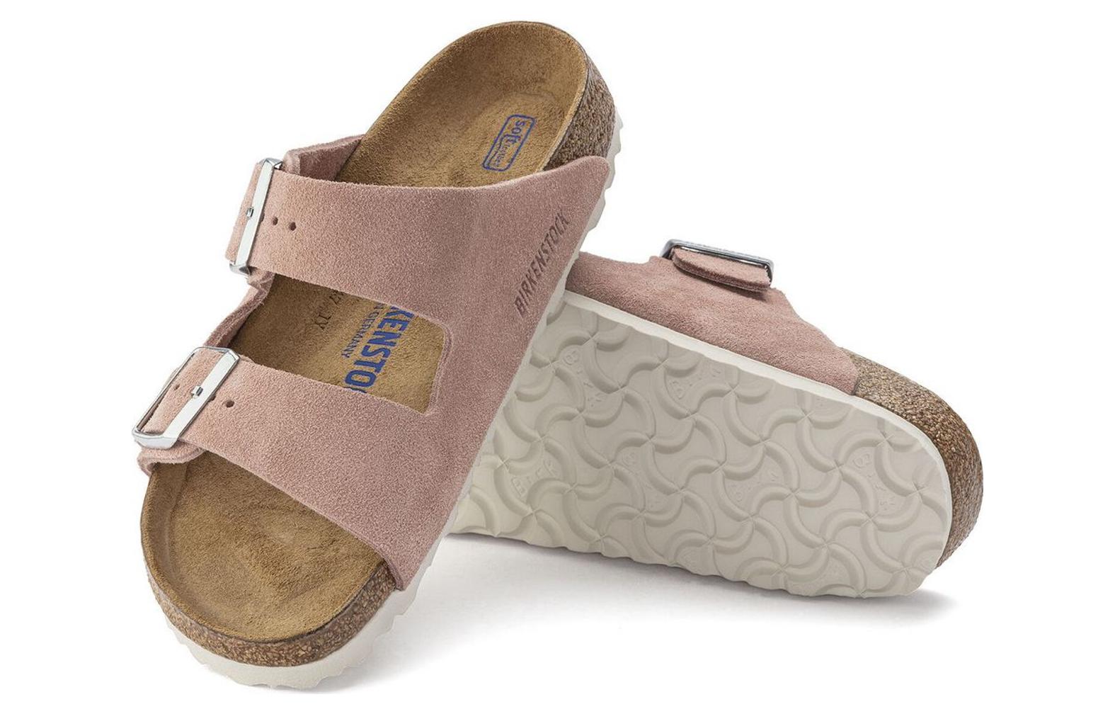 Purchase (W) Birkenstock Arizona窄版粉色粘土绒面软床凉鞋 1023321