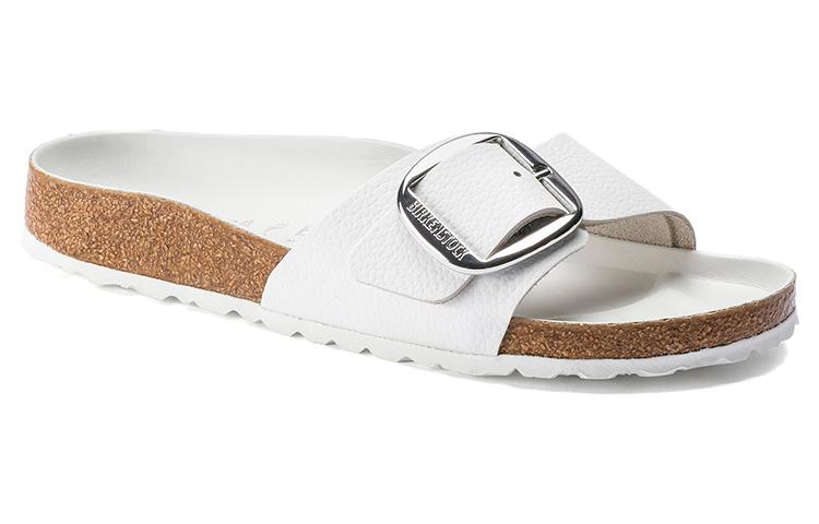 Order Birkenstock 皮革 軟舒適厚底百搭 一字拖鞋 女款 白色 常規版