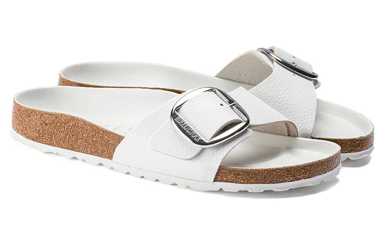 Lookbook Birkenstock 皮革 軟舒適厚底百搭 一字拖鞋 女款 白色 常規版