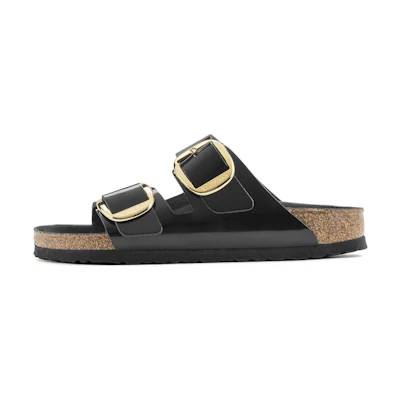 (W) Birkenstock Arizona Big Buckle Natural Patent Leather Narrow 'Black'