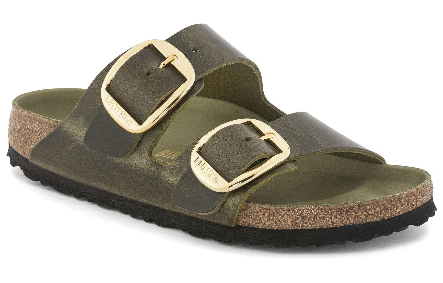 (W) Birkenstock Arizona Big Buckle Natural Leather Oiled Narrow Fit 'Olive Green' 圖 2