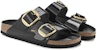 (W) Birkenstock Arizona Big Buckle Kulit Hitam Emas Patent 1021471/1021476