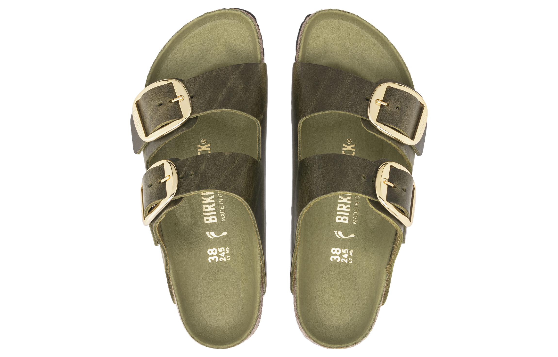 (W) Birkenstock Arizona Big Buckle Natural Leather Oiled Narrow Fit 'Olive Green' 圖 4
