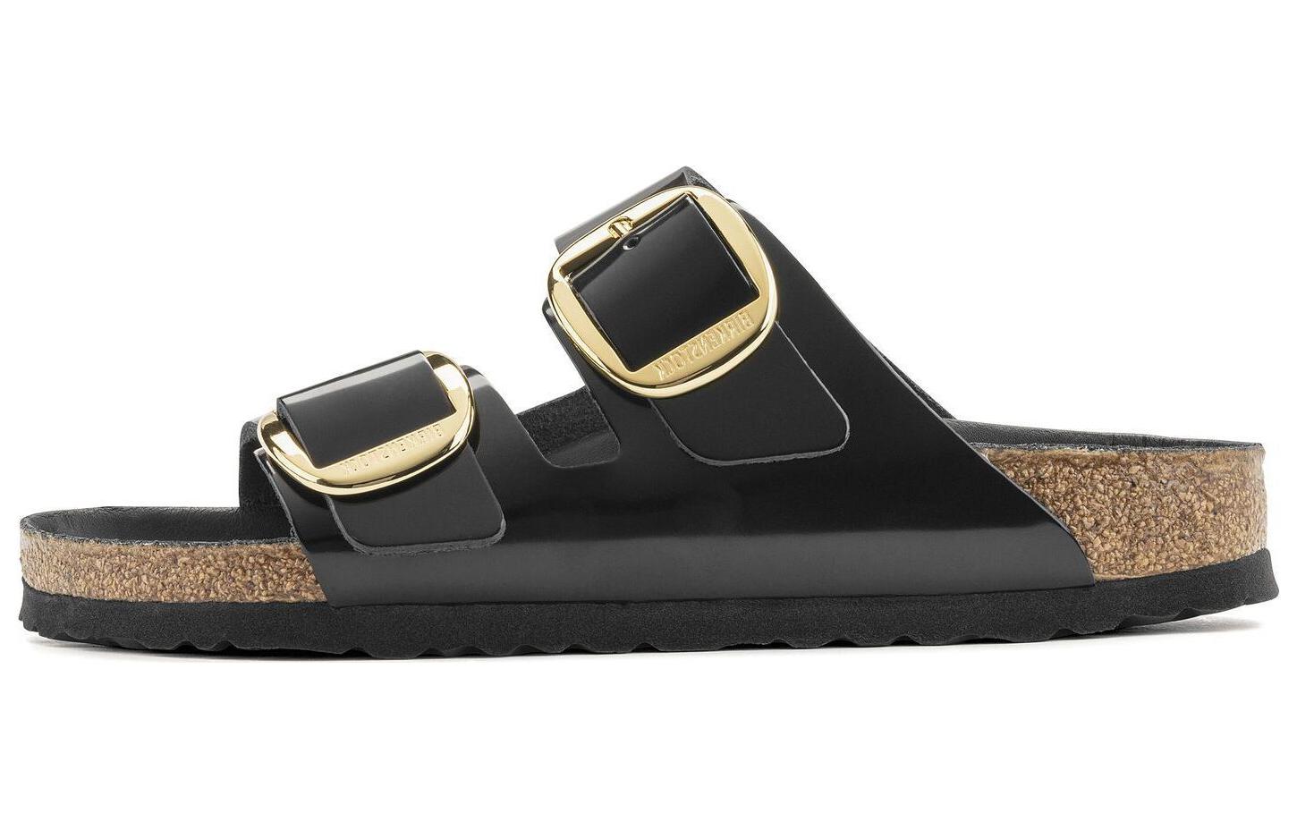 (Women) Birkenstock Arizona Big Buckle Natural Patent Leather Narrow 'Black' 1021471/1021476