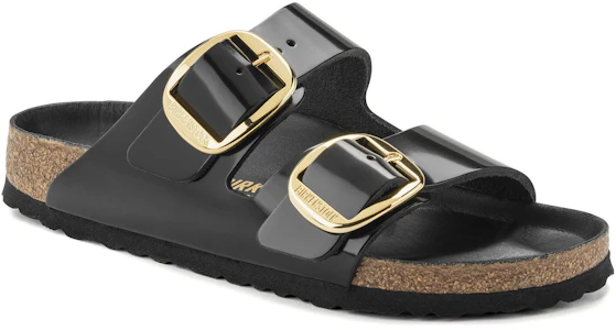 Lookbook (W) Birkenstock Arizona Big Buckle Kulit Hitam Emas Patent Alami 1021471/1021476