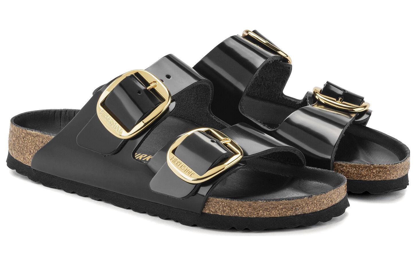 Shop (W) Birkenstock Arizona Big Buckle Pelle Verniciata Stretta ''Nero'' 1021471/1021476