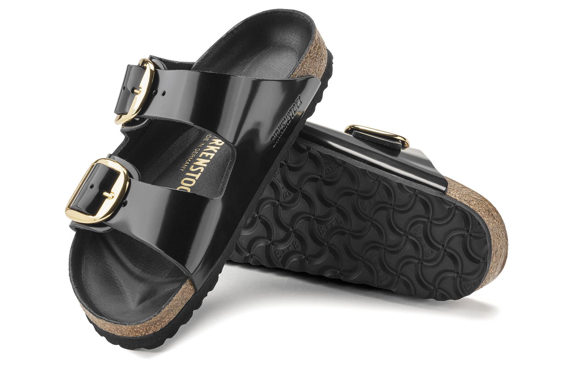 Details for (W) 버켄스탁 아리조나 빅버클 블랙 골드 가죽 (Birkenstock Arizona Big Buckle Black Gold Leather) 1021471/1021476