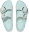 Shop Birkenstock 皮革 舒適圓頭 百搭增高 厚底 一字拖鞋 女款 青色 窄版