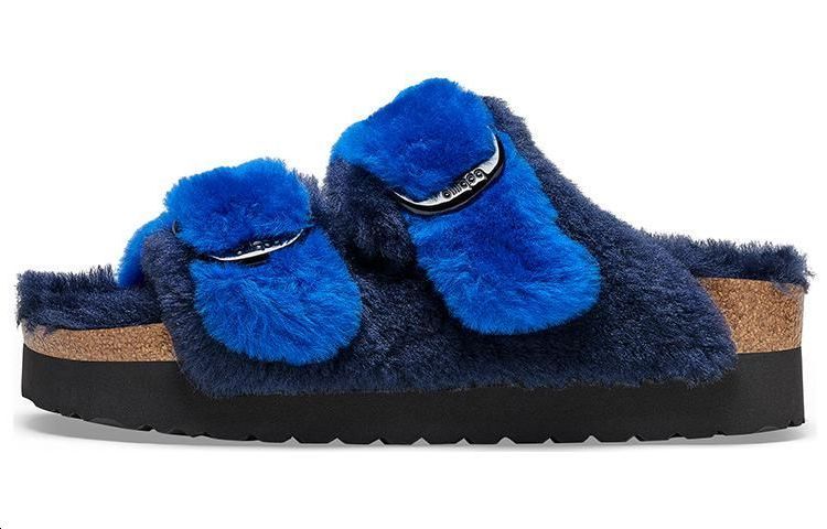 (W) Birkenstock Arizona Big Buckle PAP Fur Narrow Fit 'Ultra Blue/Midnight'