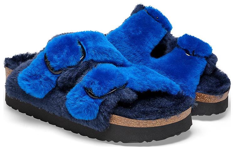 (W) Birkenstock Arizona Big Buckle PAP Fur Narrow Fit 'Ultra Blue/Midnight' 圖 4