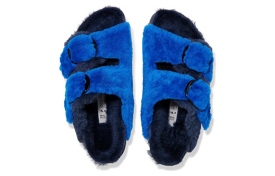 (W) Birkenstock Arizona Big Buckle PAP Fur Narrow Fit 'Ultra Blue/Midnight' 圖 5