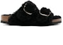 Order (W) Birkenstock Arizona Big Buckle Shearling Narrow Fit 'Hitam Emas' 1025920