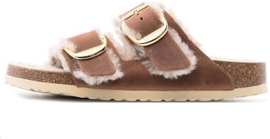 (Women) Birkenstock Arizona Big Buckle Shearling Oiled Leather Narrow Fit 'Cognac' 1025441 (Women) Birkenstock Arizona Big Buckle Shearling Oiled Leather Narrow Fit 'Cognac' 1025441