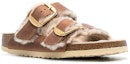 Order (W) Birkenstock Arizona Big Buckle Shearling Kulit Oiled Narrow Fit 'Cognac' 1025441