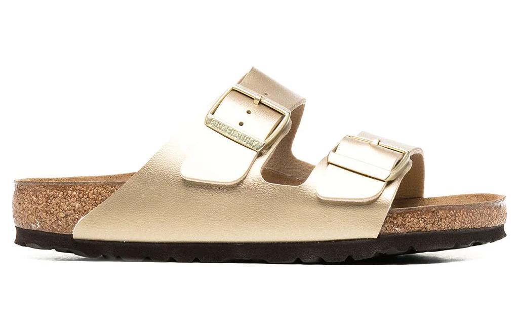 Lookbook Birkenstock Arizona 皮革 時尚百搭雙扣環 一字拖鞋 女款 金色