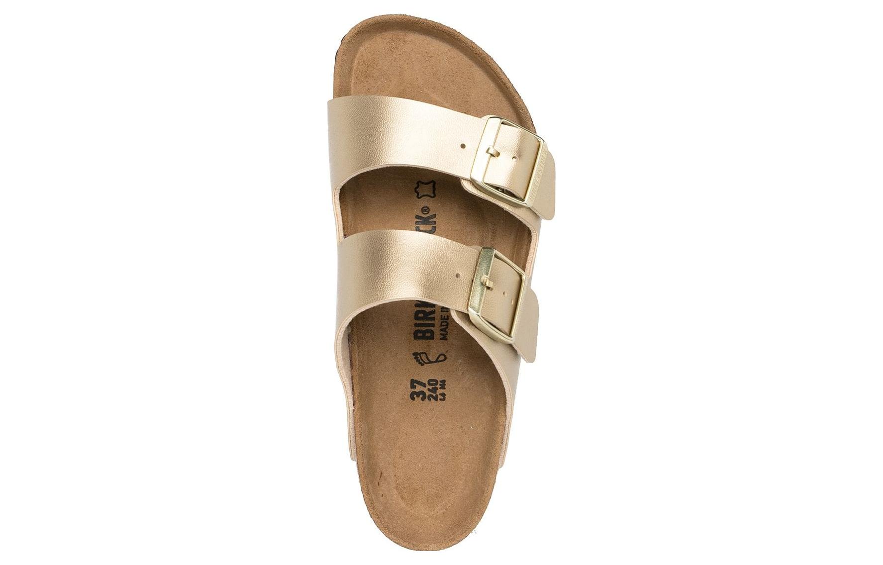 Details for Birkenstock Arizona 皮革 時尚百搭雙扣環 一字拖鞋 女款 金色