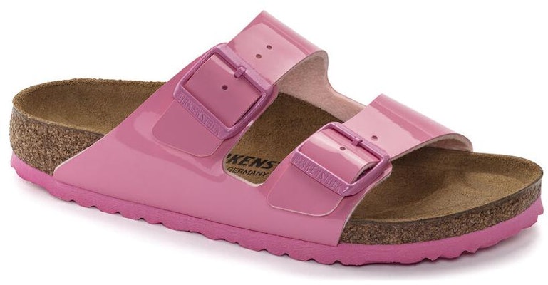 (Women) Birkenstock Arizona Birko-Flor Patent Candy Pink 1024041/1024104 Lookbook (Women) Birkenstock Arizona Birko-Flor Patent Candy Pink 1024041/1024104