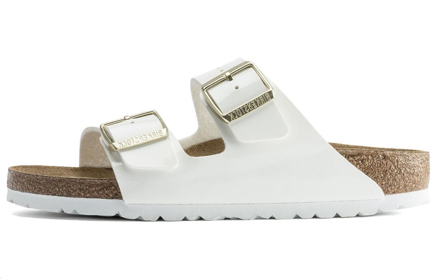 (Women) Birkenstock Arizona Birko-Flor Patent Patent White 1005293